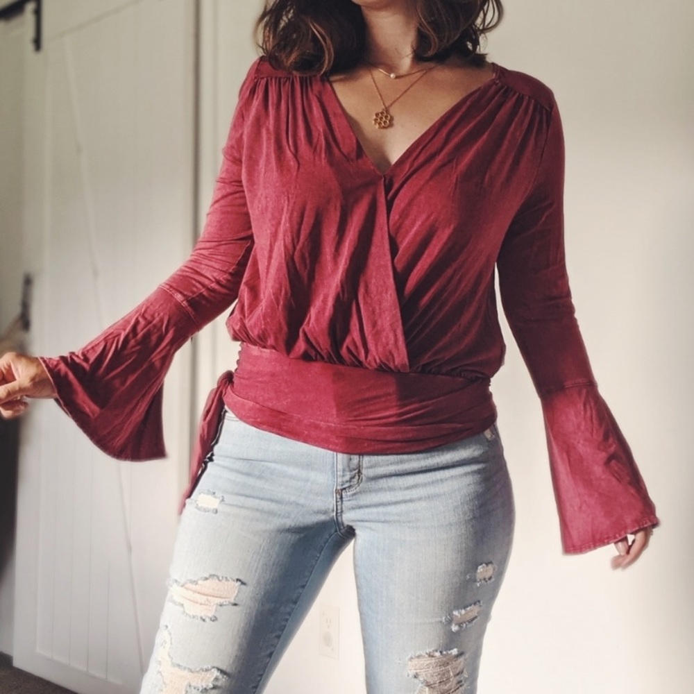 Anthropologie Deletta sirpo faux wrap blouse